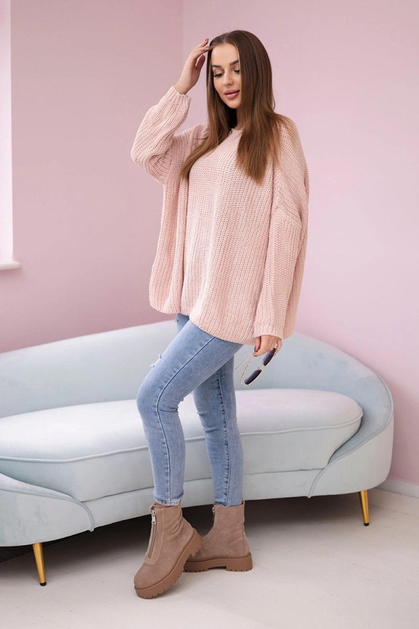 Oversize sveter model 2019-22 pudrovo ružový