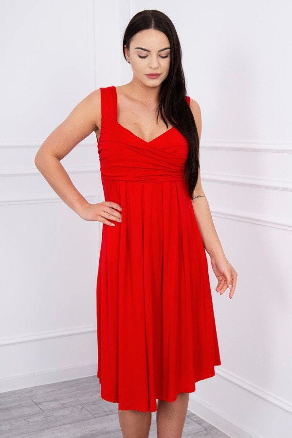 Voľné šaty so širokými ramienkami model 61063 červené