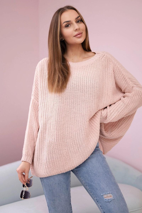 Oversize sveter model 2019-22 pudrovo ružový