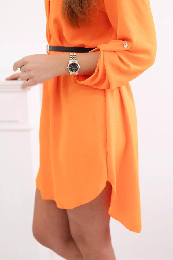 Šaty s opaskom predlžené vzadu model 59100-24 oranžové