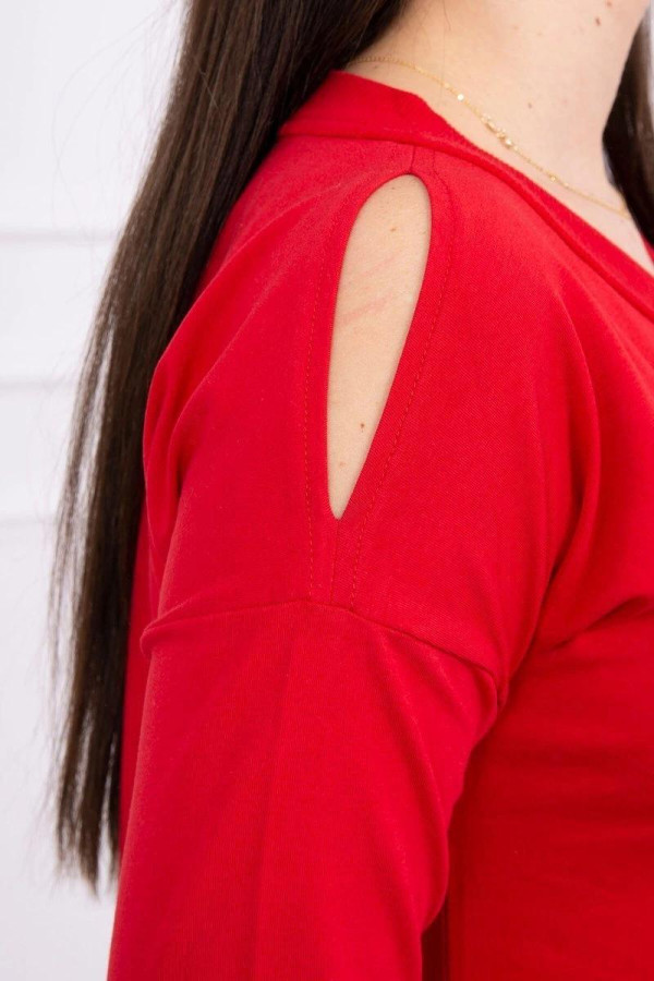 Šaty s 3D grafikou a bodkovanou mašľou model 66817 červené