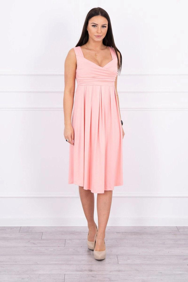 Voľné šaty so širokými ramienkami model 61063 ružové