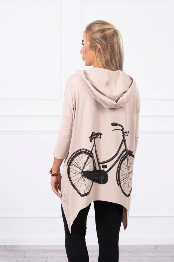 Mikina s potlačou bicykla na chrbte model 9139 béžová