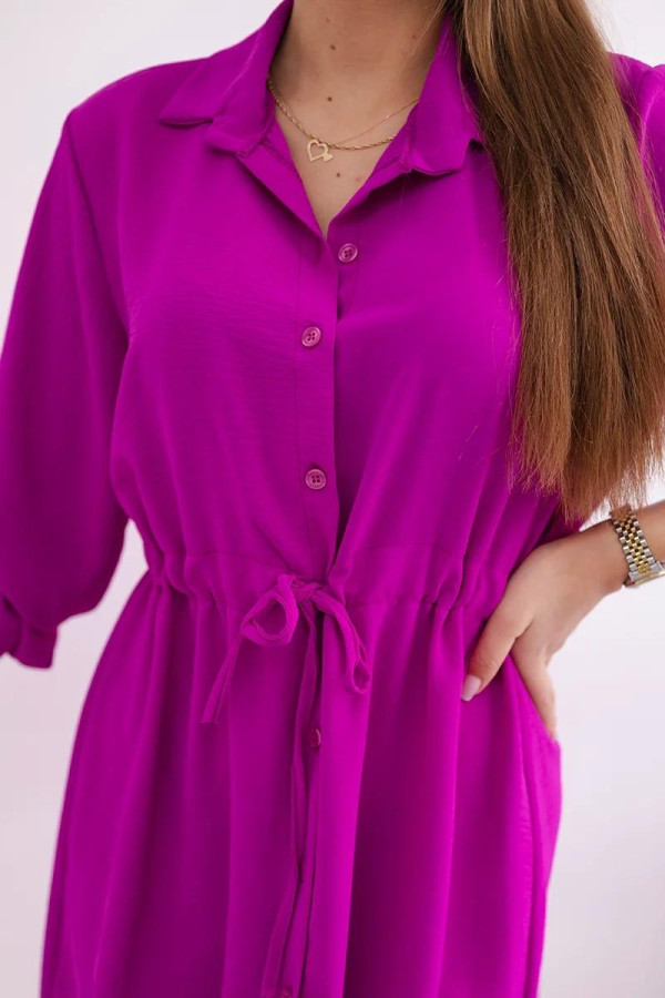 Košeľové šaty so sťahovaním v páse model IT-16 fialové