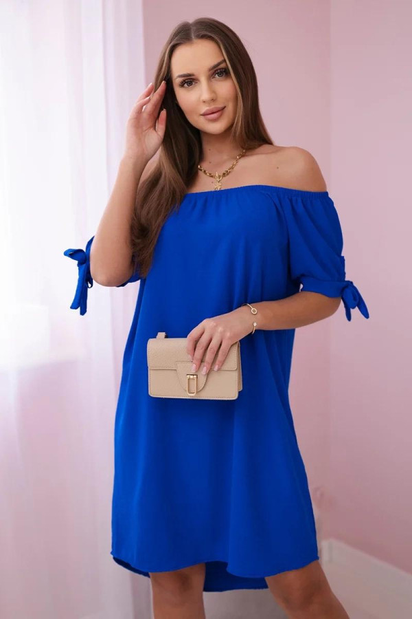 Šaty s viazaním na rukávoch model 3320 farba kráľovská modrá