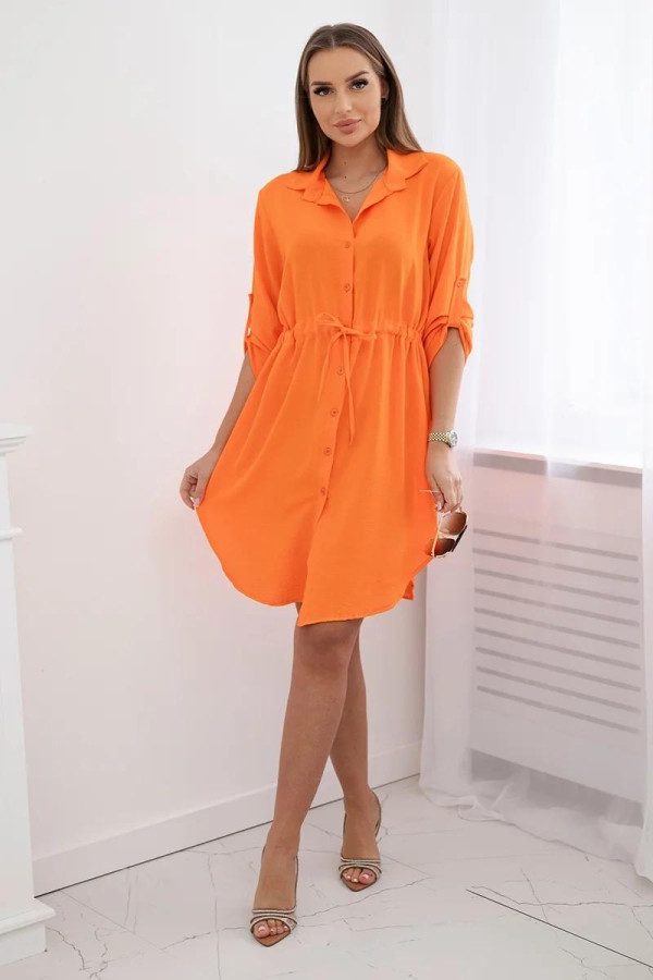 Košeľové šaty so sťahovaním v páse model IT-16 oranžové