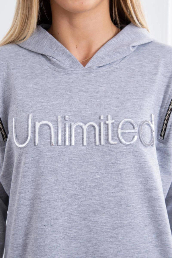 Šaty Unlimited s vreckami a zipsami model 9190 šedé