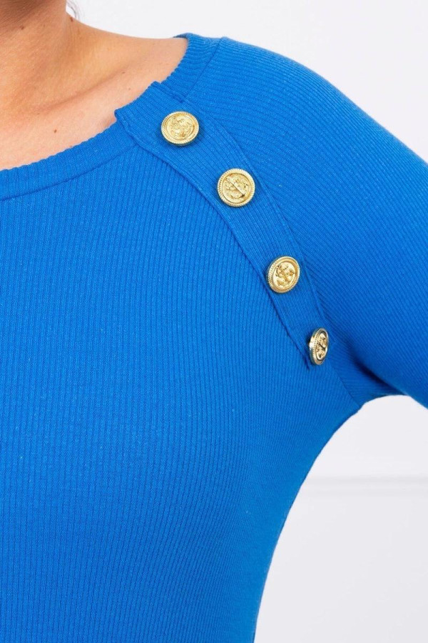 Obtiahnuté šaty s ozdobnými gombíkmi model 5198 farba kráľovská modrá
