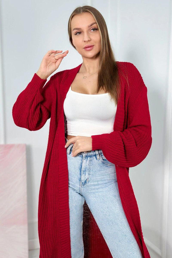 Kardigánový úpletový sveter model 2019-2 červený