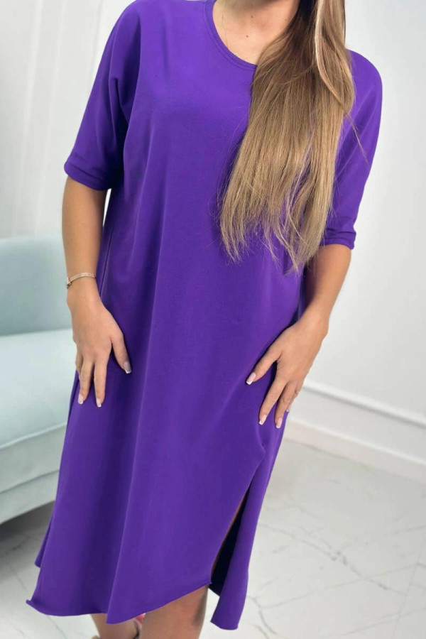 Tunikové oversize šaty model 9335 tmavé fialové