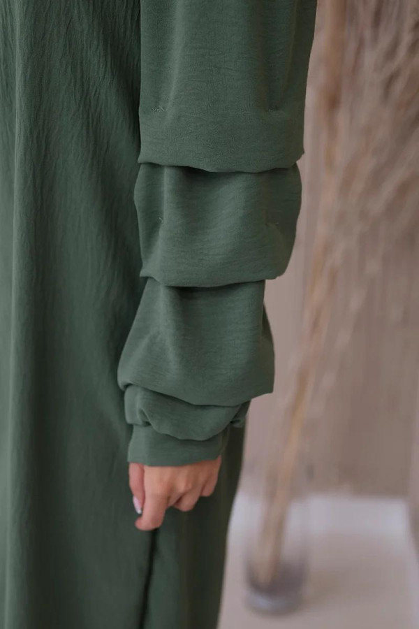 Šaty Hispánka s nariasenými rukávmi model IT-19 farba khaki