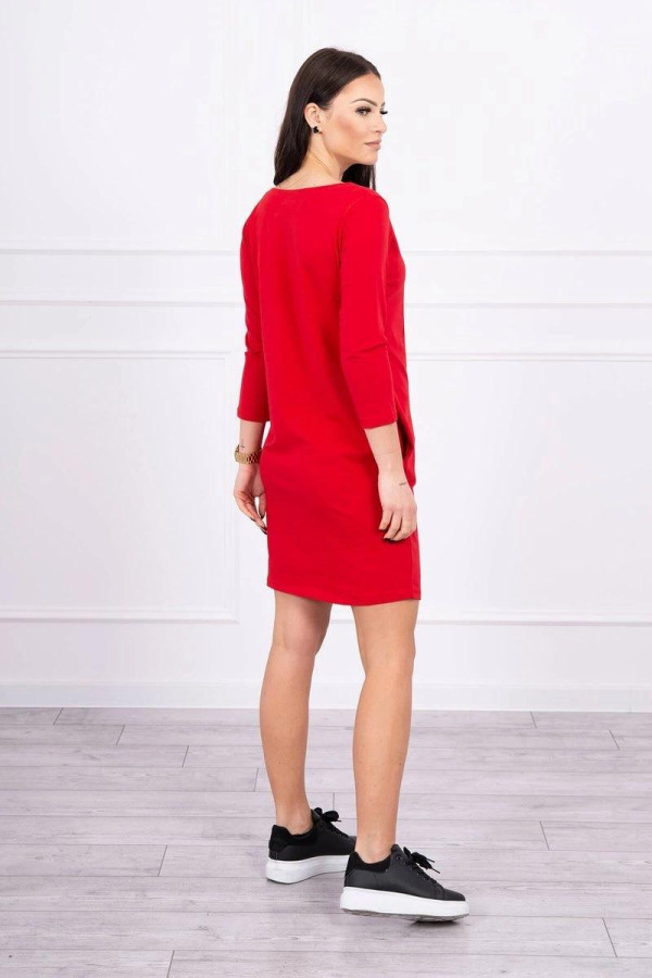 Šaty s 3D grafikou so zirkónmi model 66835 červené
