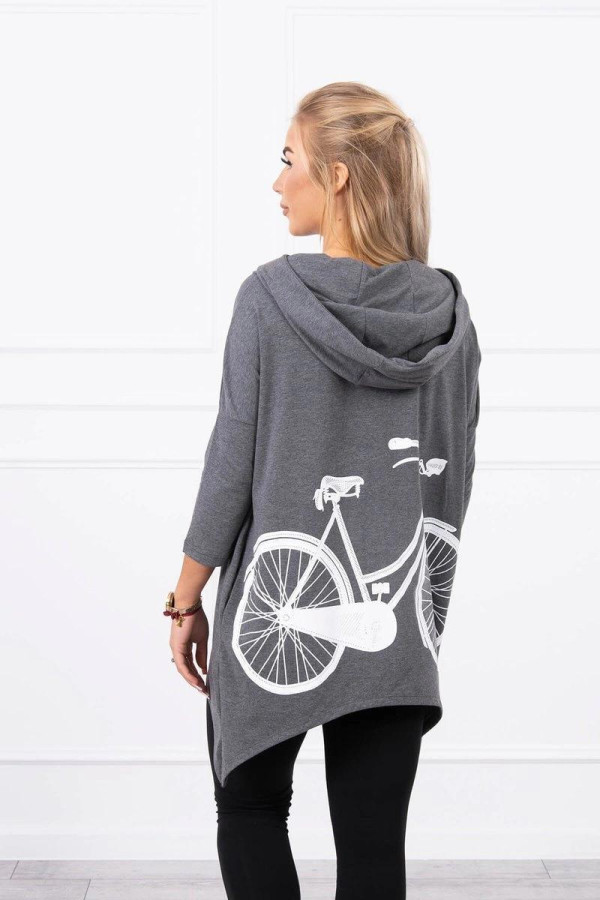 Mikina s potlačou bicykla na chrbte model 9139 grafitová