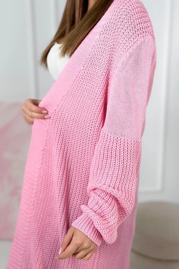 Kardigánový úpletový sveter model 2019-2 jasný ružový