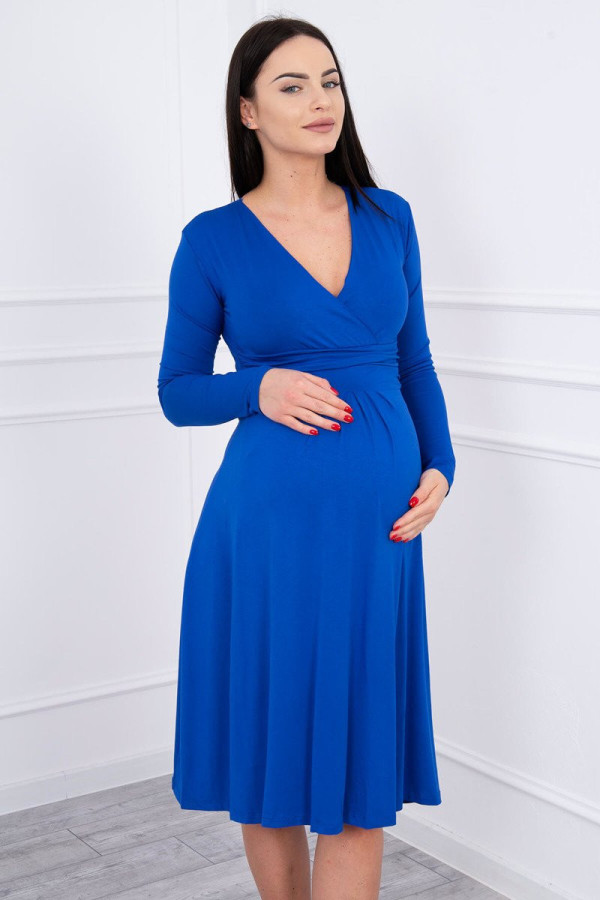 Voľné šaty s preväzom pod hrudníkom model 8315 farba kráľovská modrá