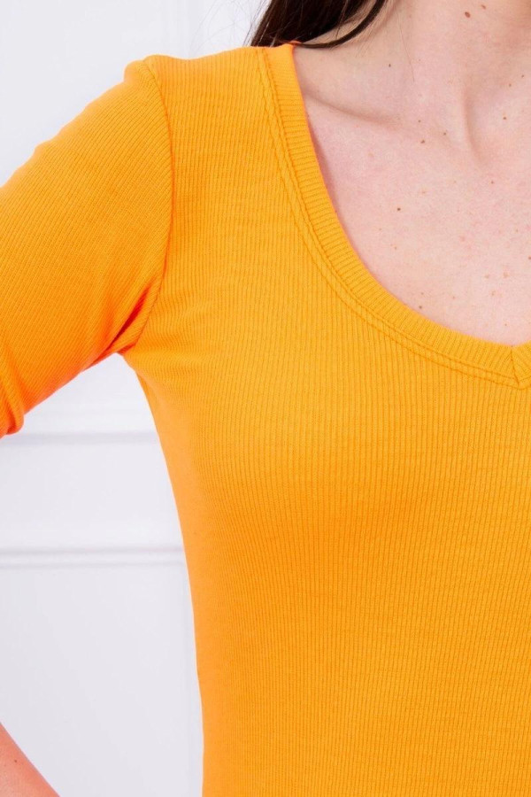 Šaty z vrúbkovaného materiálu model 8863 neónovo oranžové