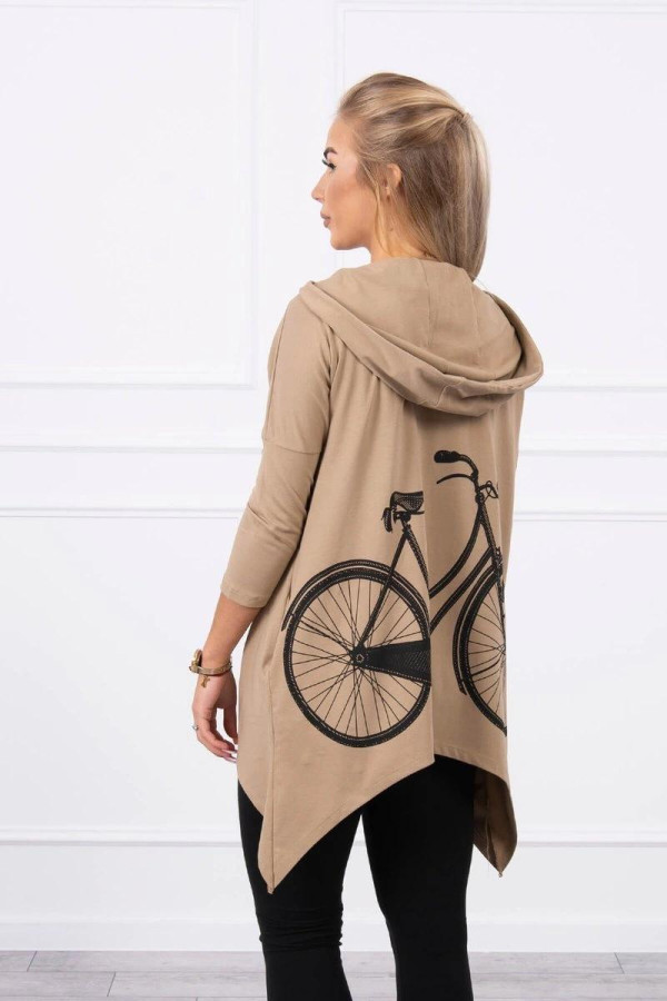 Mikina s potlačou bicykla na chrbte model 9139 farba camel
