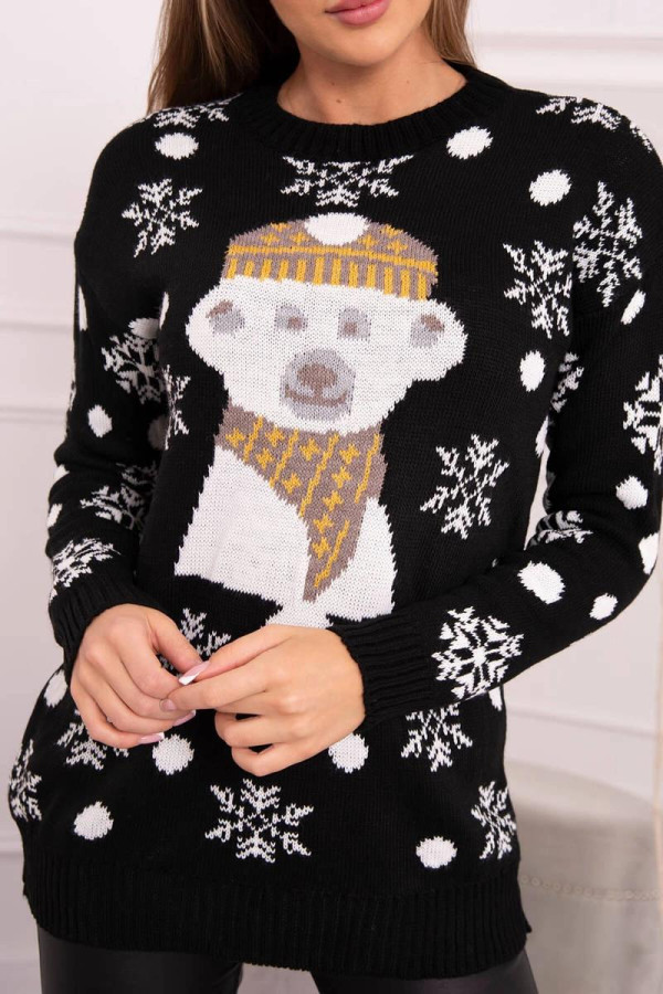 Vianočný sveter s medvedíkom model 2021-19 čierny