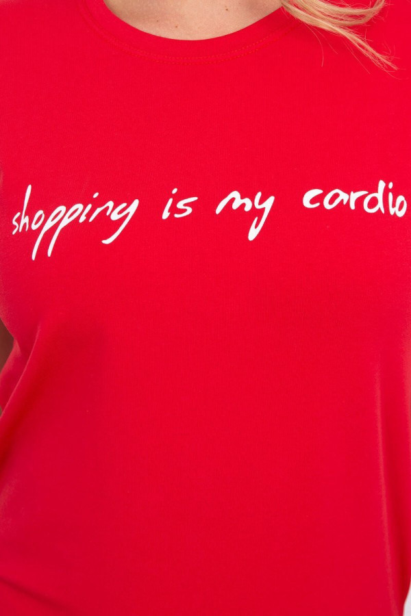 Tričko s nápisom Shopping is my cardio červené
