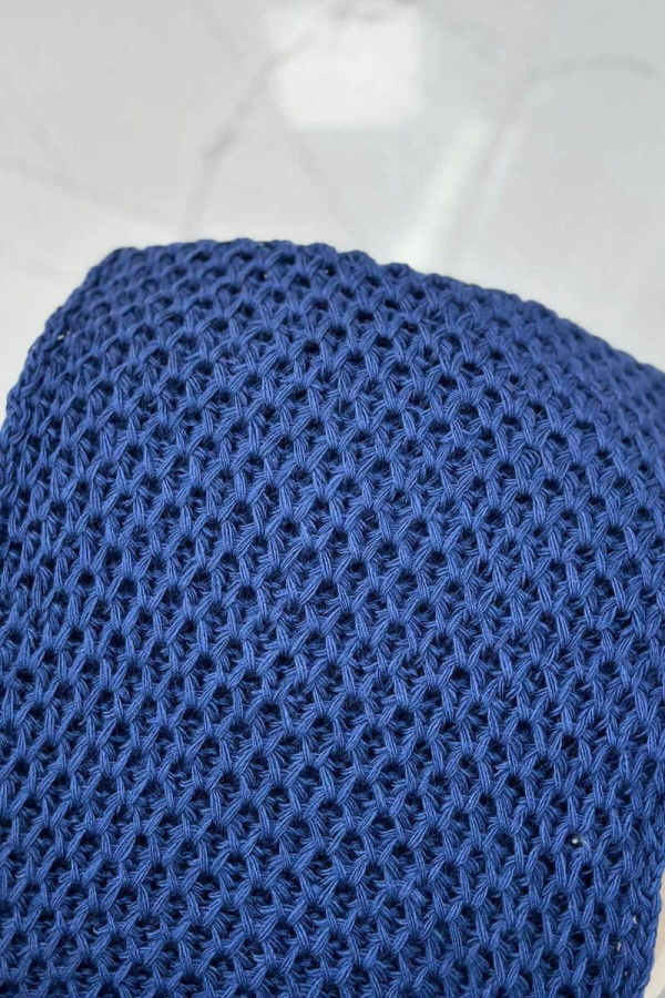 Komplet - dámska čiapka s kožušinkovým brmbolcom + komín PLK4 farba námornícka modrá
