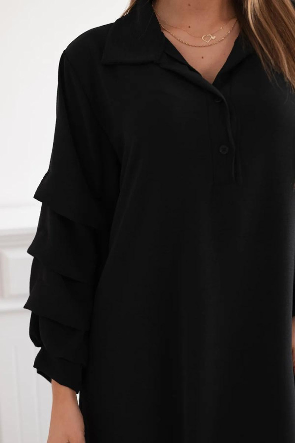 Oversize šaty s nariasenými rukávmi model IT-24 čierne