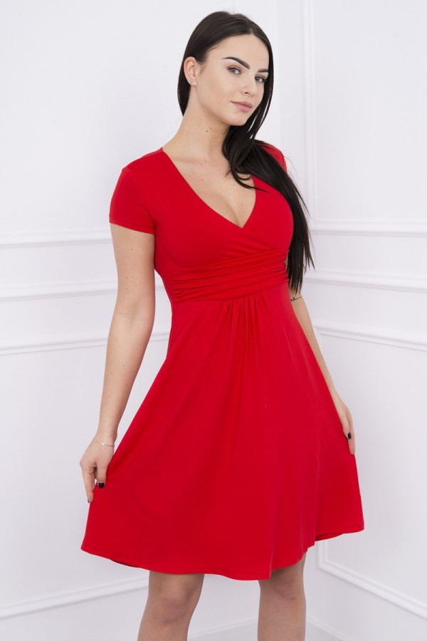 Voľné šaty s krátkym rukávom model 60942 červené