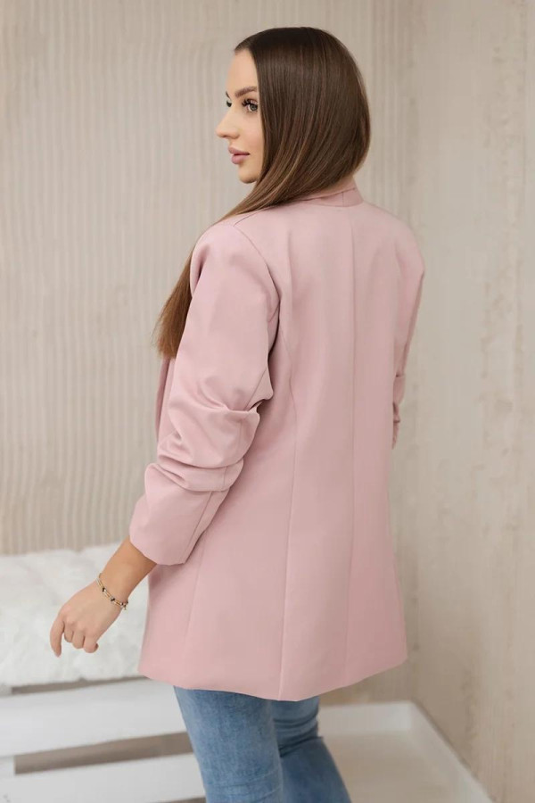 Elegantné sako s nariasenými rukávmi model 9709 staroružové