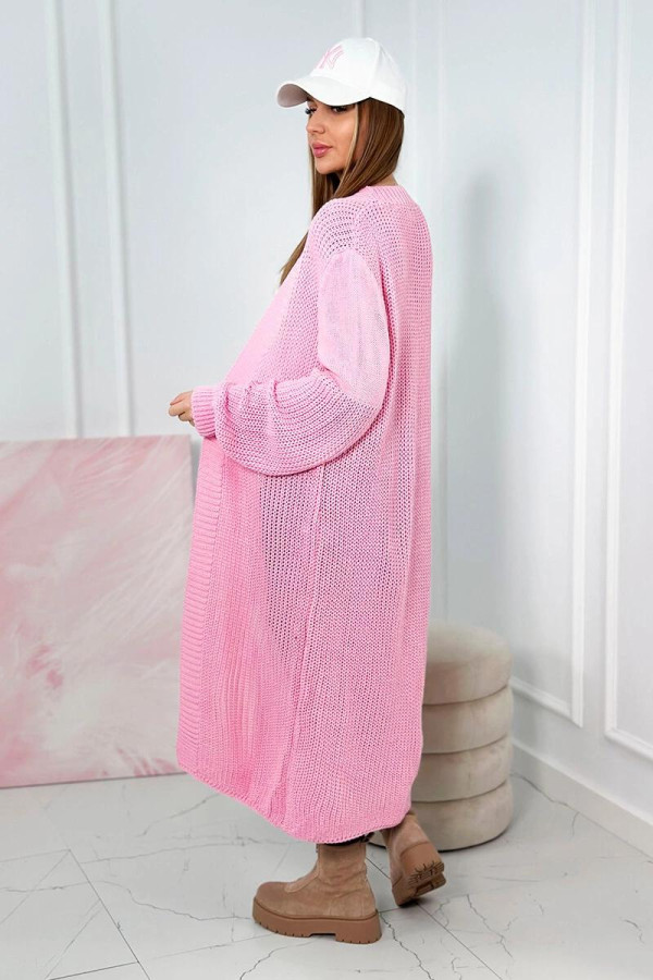 Kardigánový úpletový sveter model 2019-2 jasný ružový