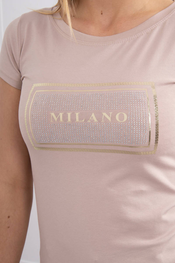 Tričko Milano so zirkónmi béžové