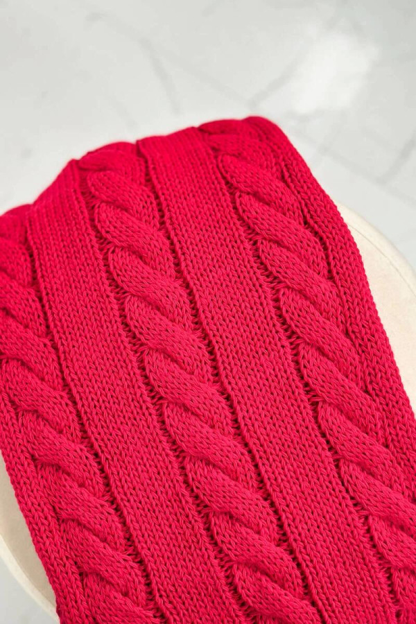 Komplet - dámska čiapka s kožušinkovým brmbolcom + komín PLK3 červený