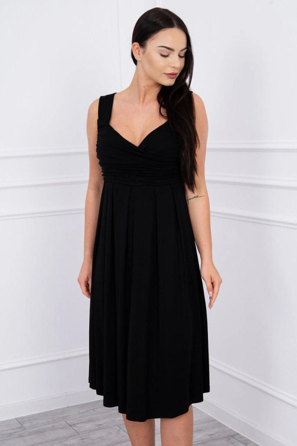 Voľné šaty so širokými ramienkami model 61063 čierne