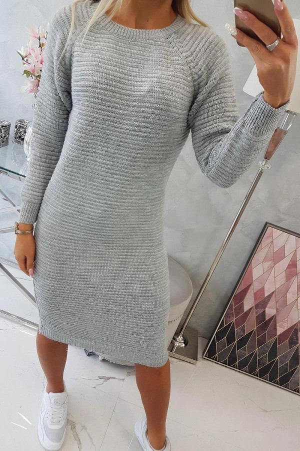 Dlhý pruhovaný sveter / šaty model 2019-38 šedý