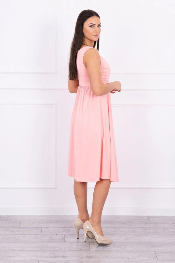 Voľné šaty so širokými ramienkami model 61063 ružové