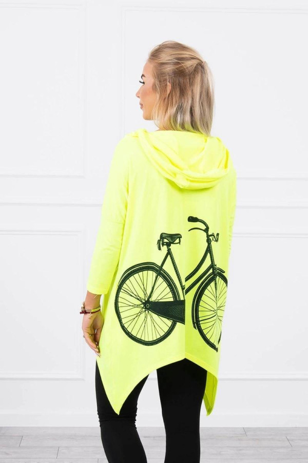 Mikina s potlačou bicykla na chrbte model 9139 neónovo žltá