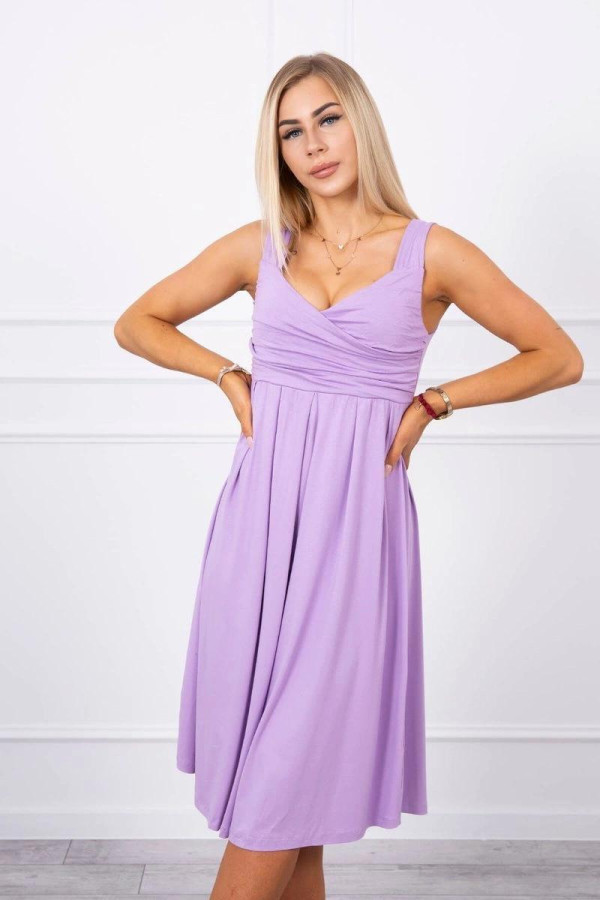 Voľné šaty so širokými ramienkami model 61063 farba lila