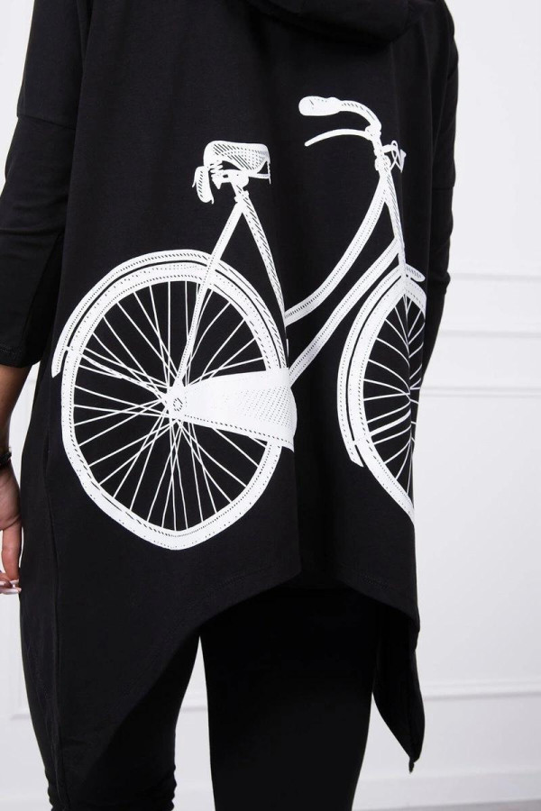 Mikina s potlačou bicykla na chrbte model 9139 čierna