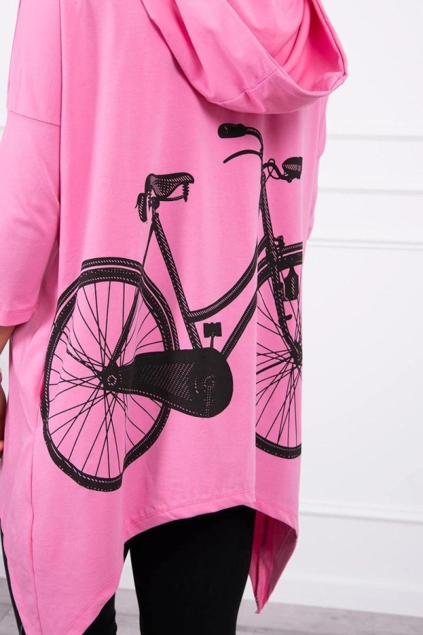 Mikina s potlačou bicykla na chrbte model 9139 jasná ružová