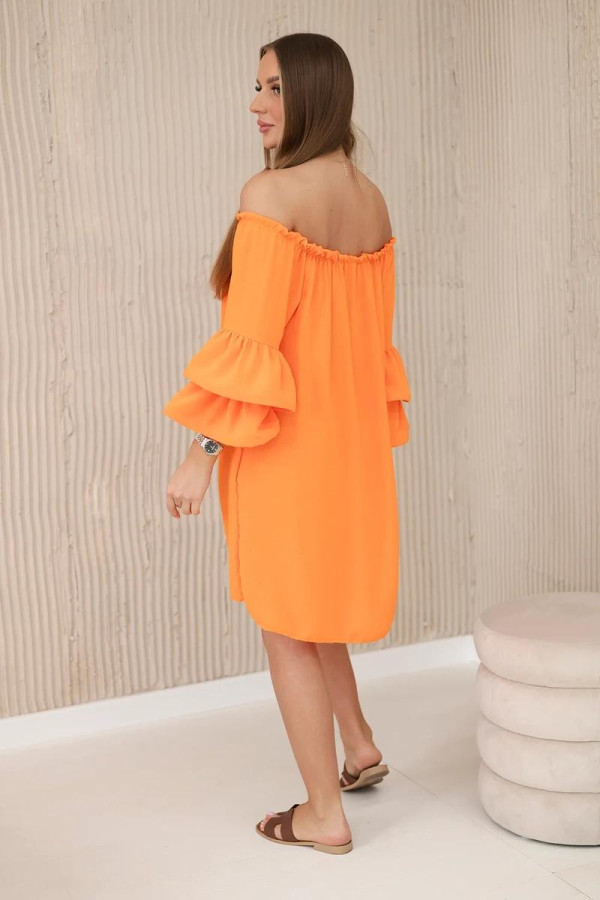 Šaty Hispánka s volánmi na rukávoch model IT-23 oranžové