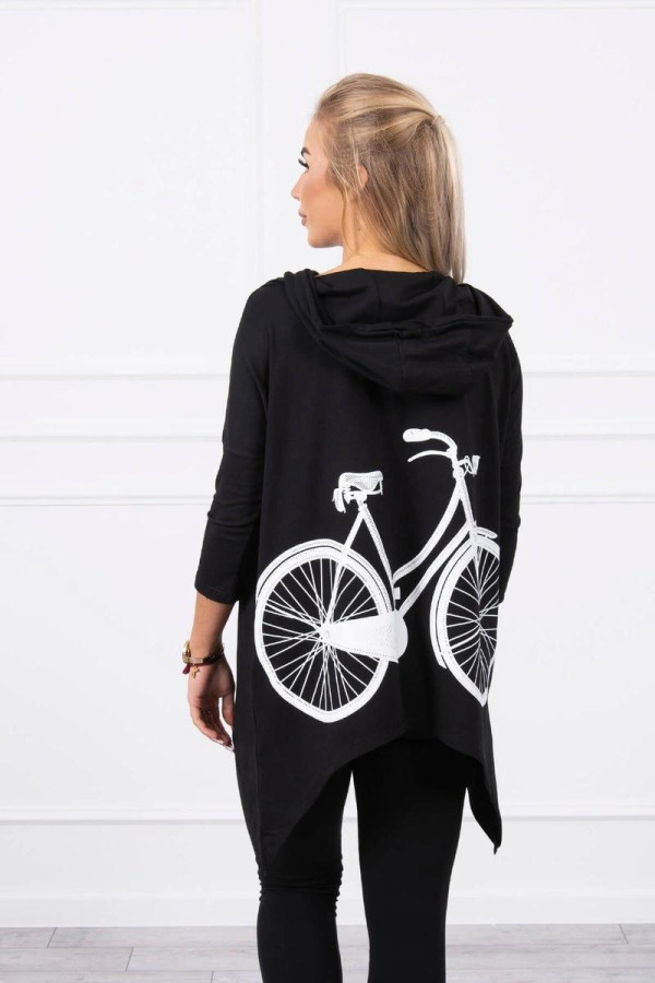 Mikina s potlačou bicykla na chrbte model 9139 čierna