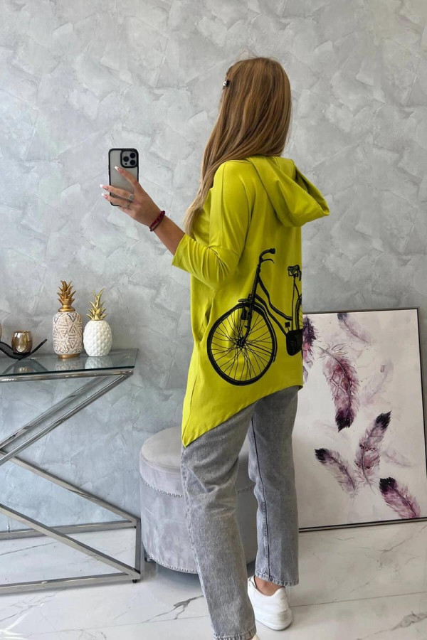 Mikina s potlačou bicykla na chrbte model 9139 farba kiwi