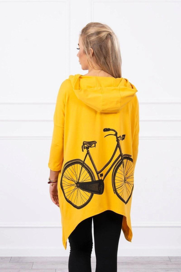 Mikina s potlačou bicykla na chrbte model 9139 horčicová
