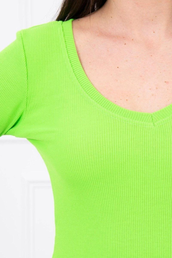 Šaty z vrúbkovaného materiálu model 8863 neónovo zelené
