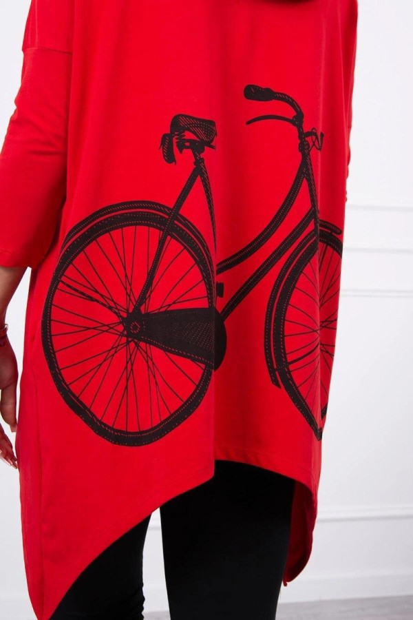 Mikina s potlačou bicykla na chrbte model 9139 červená