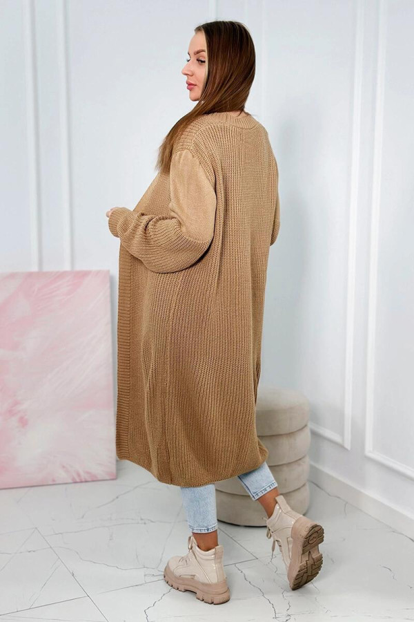 Kardigánový úpletový sveter model 2019-2 farba camel