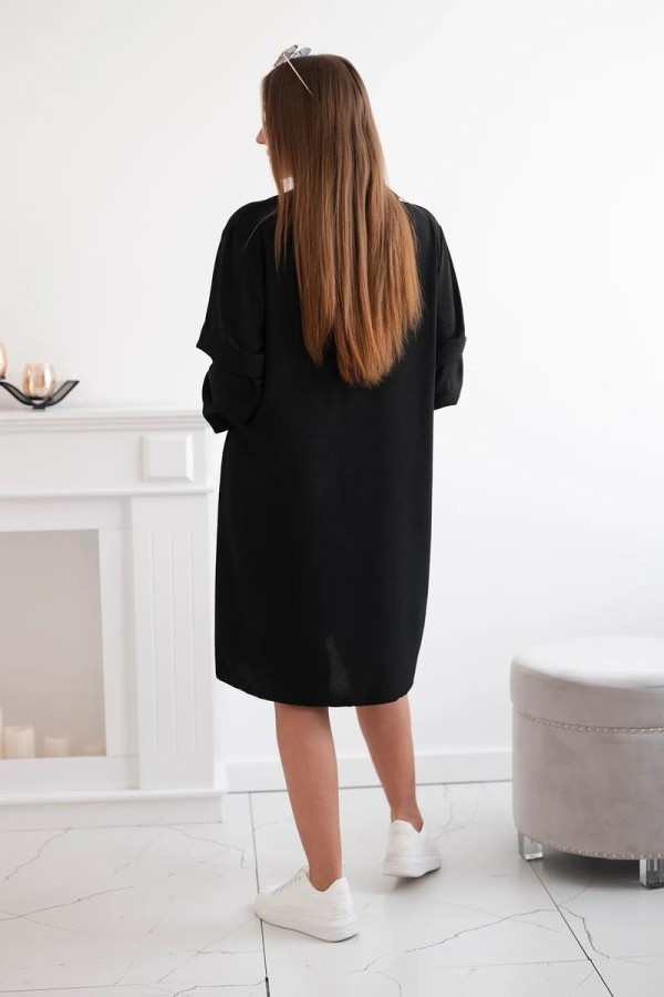 Oversize šaty s nariasenými rukávmi model IT-24 čierne