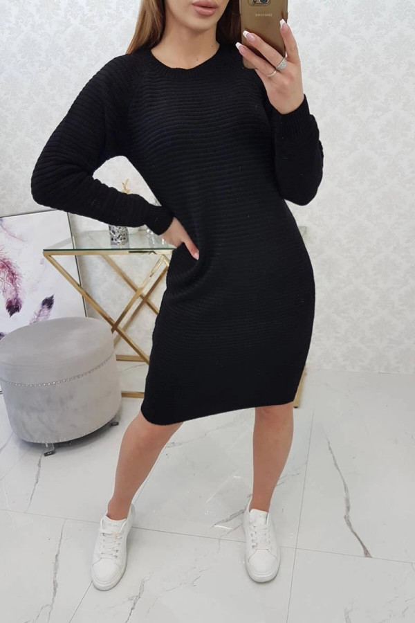 Dlhý pruhovaný sveter / šaty model 2019-38 čierny