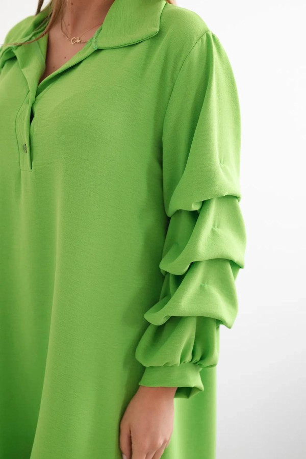 Oversize šaty s nariasenými rukávmi model IT-24 zelené
