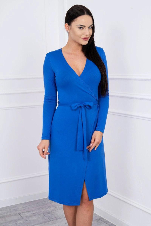 Šaty model 62248 s viazankou v páse farba kráľovská modrá