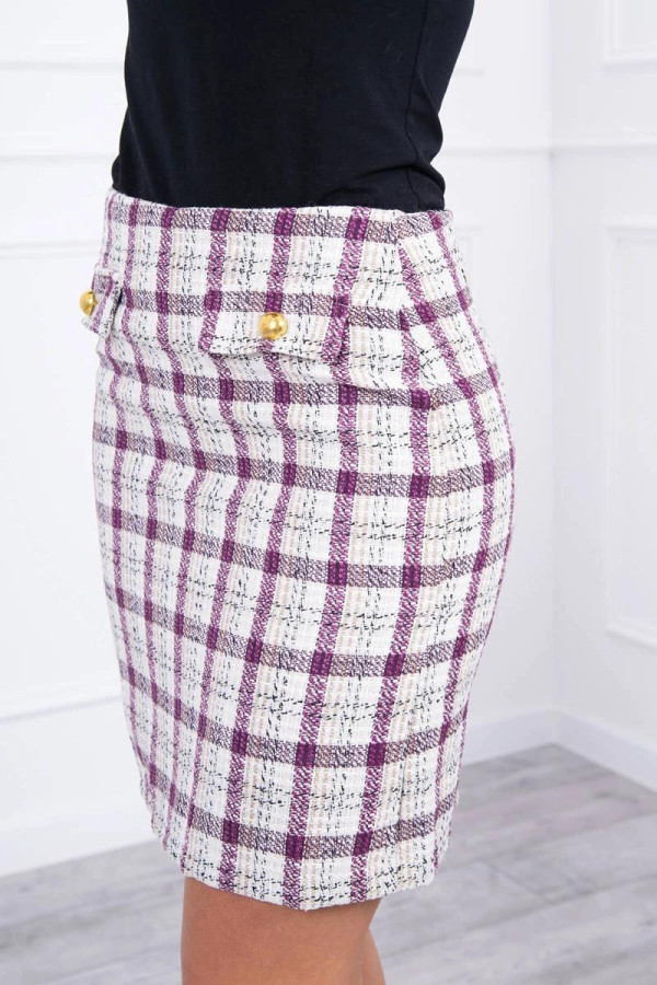 Károvaná sukňa model 9327 fialová