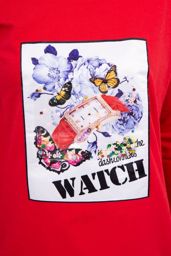 Tričko s 3D grafikou Watch červené